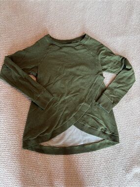 Seraphine Maternity/Nursing Forest Green Crossover Hem Crewneck Sweater